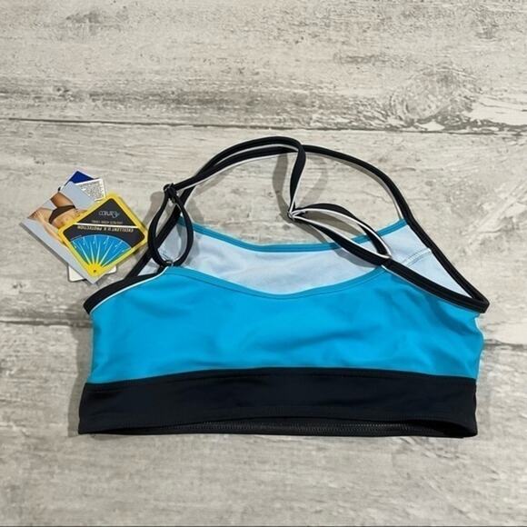 Blue Bikini Top Gwinner Sz 10 Aqua and Grey NWT Swimsuit - Picture 5 of 6